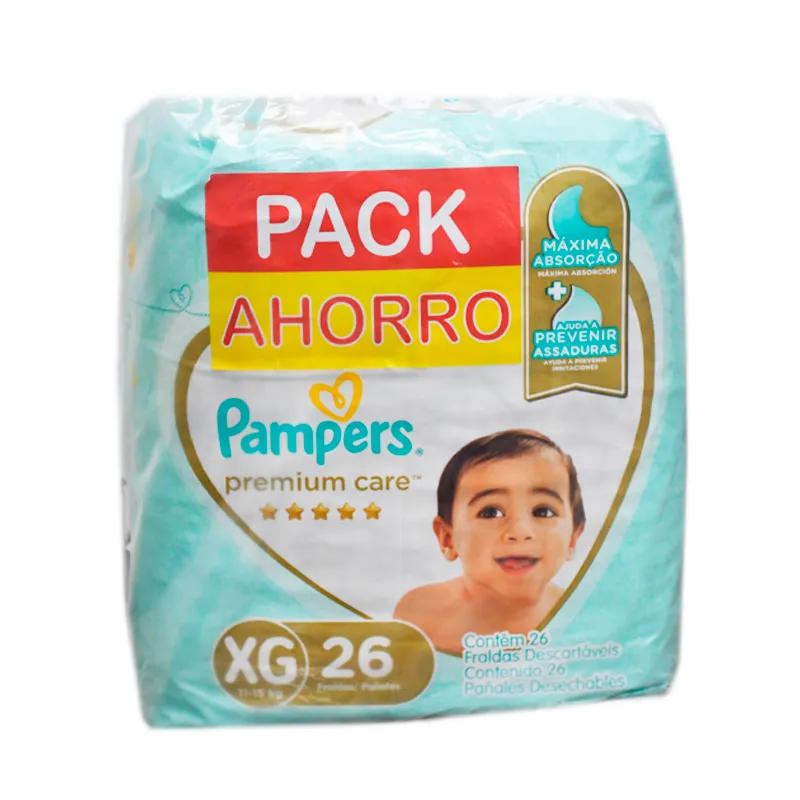 Pañales Pampers Pack Premium Care XG - Cont. 3 Paquetes de 26 unidades
