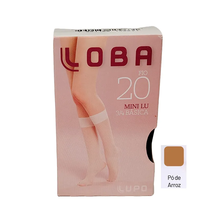 Mini Media Fina Pó de Arroz 3/4 Básico Loba Lupo - Cont. 1 par