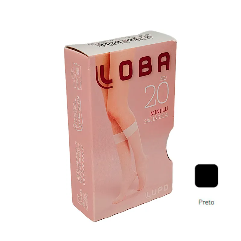 Mini Media Fina Negro 3/4 Básico Loba Lupo - Cont. 1 par