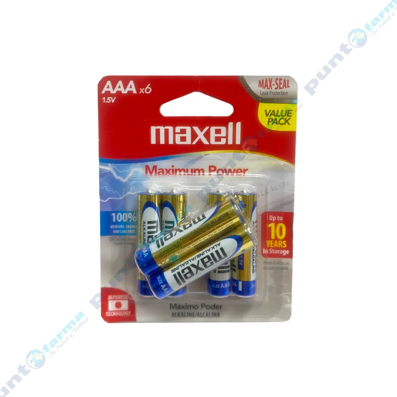 Pilas Alcalinas AAA x 6 Maxell