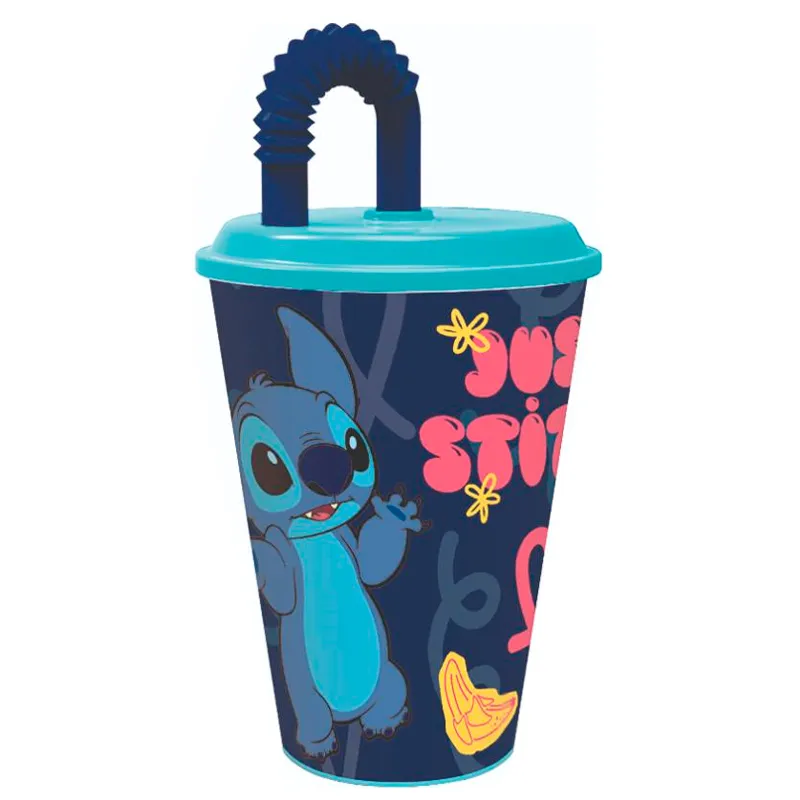 Vaso con Pajita Stor Stitch Pici - Cont. 430 mL