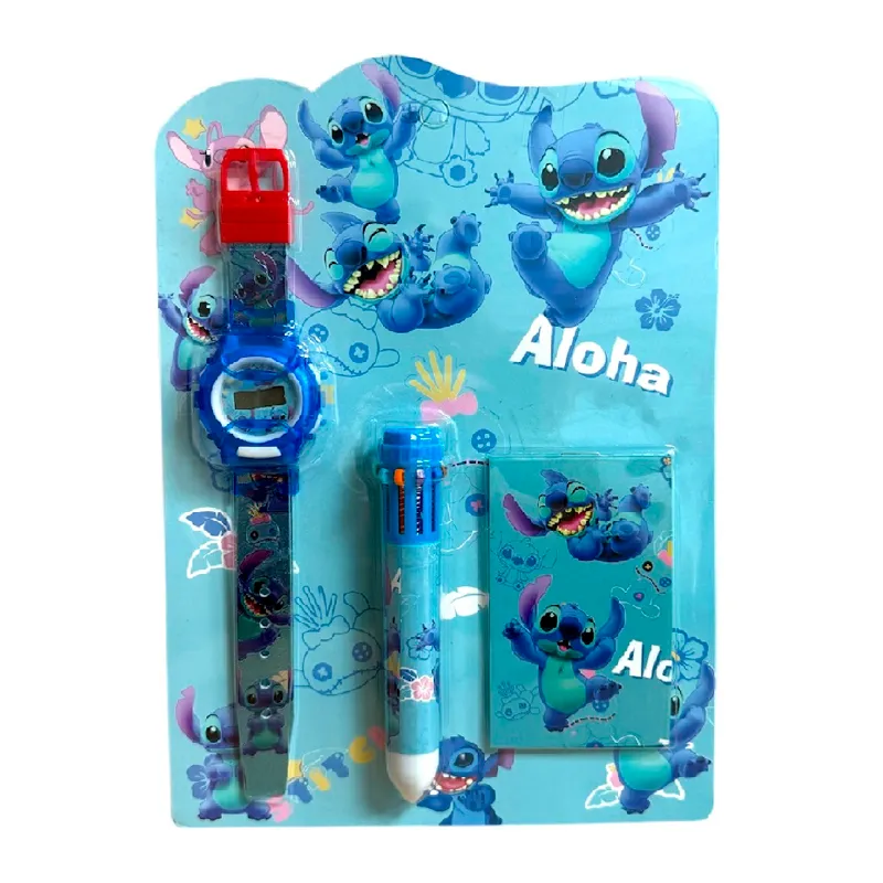 Kit Aloha Stich Bolígrafo– Agenda – Reloj