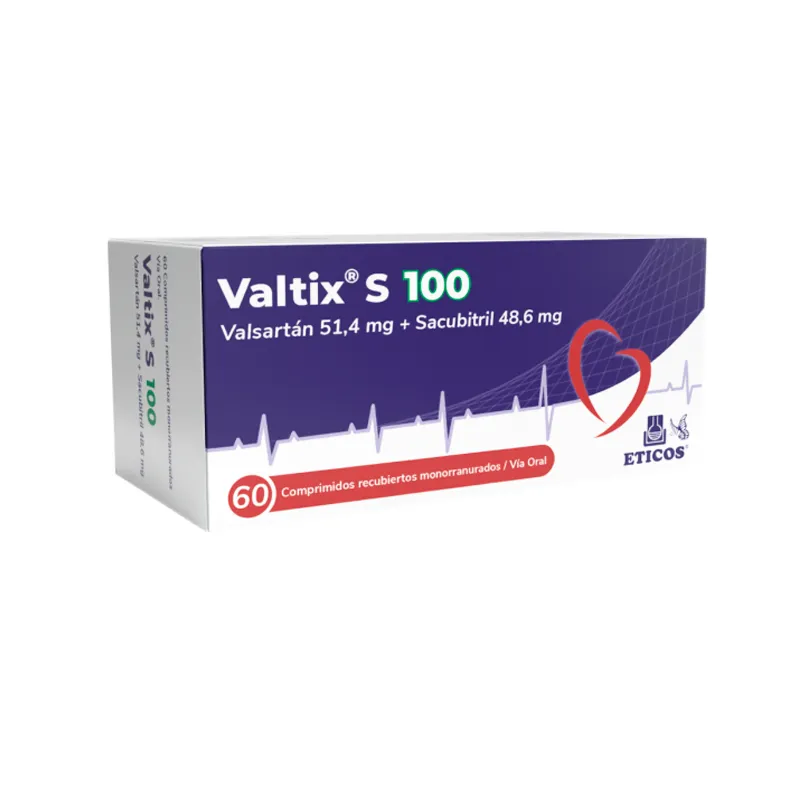 Valtix S 50 mg Valsartan 51,4 mg Sacubitril 48,6 mg - Cont. 60 Comprimidos