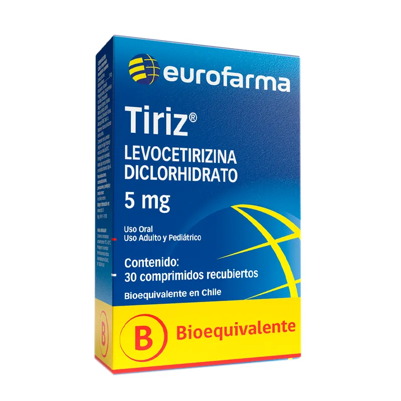 Tiriz Levocetirizina Diclorhidrato 5 mg - Cont. 30 Comprimidos Recubiertos
