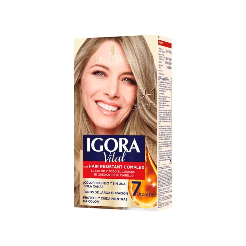 Kit Crema Coloracion Vital 9-1 Rubio Extra Claro Cenizo Igora