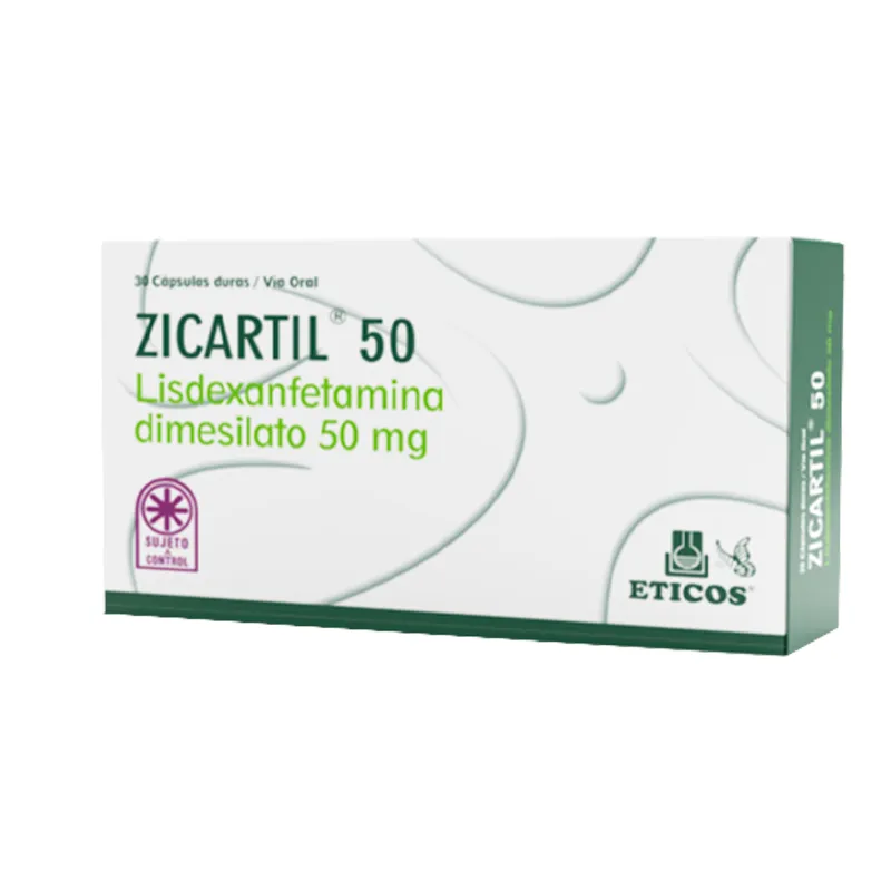 Zicartil Lisdexanfetamina Dimesilato 50 mg - Cont. 30 Capsulas