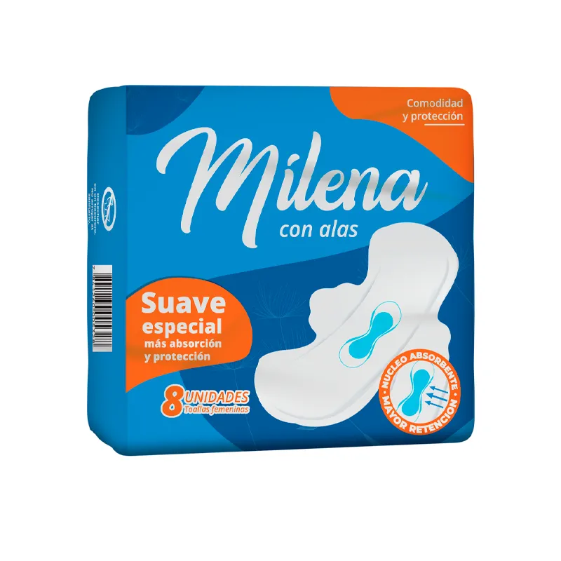 Toallas Femeninas Normal Suave Especial Milena - Cont. 8 Unidades