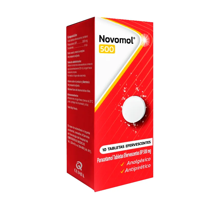 Novomol Paracetamol 500 mg - Cont. 10 Tabletas Efervescentes