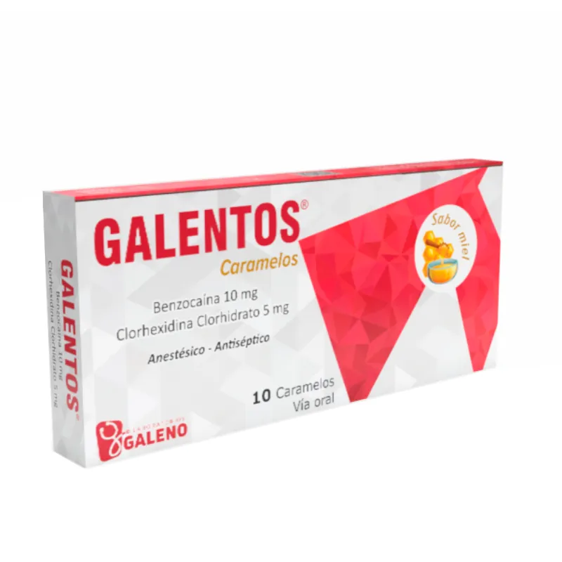 Galentos Benzocaina 10 mg Clorhexidina Clorhidrato 5 mg - Cont. 10 Caramelos