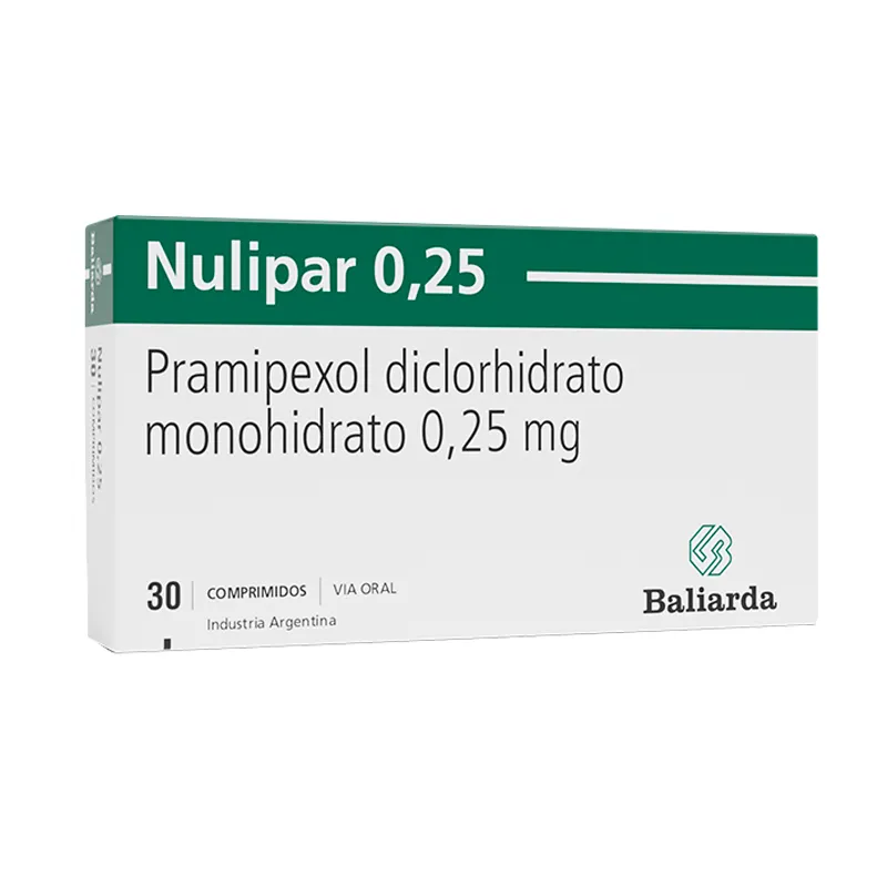 Nulipar Pramipexol Diclorhidrato Monohidrato 0,25 mg - Cont. 30 Comprimidos