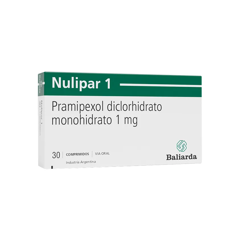 Nulipar Pramipexol Diclorhidrato Monohidrato 1 mg - Cont. 30 Comprimidos
