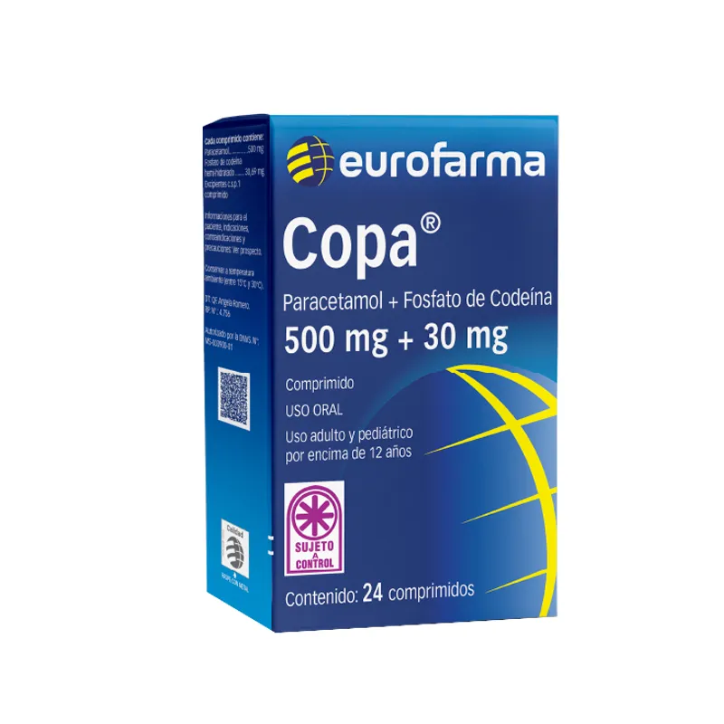 Copa Paracetamol 500 mg Fosfato de Codeina 30 mg - Cont. 24 Comprimidos