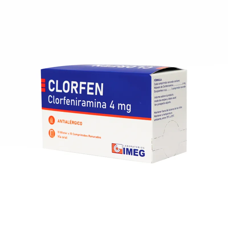 Clorfen Clorfeniramina 4 mg - Cont. 10 Blister de 10 Comprimidos