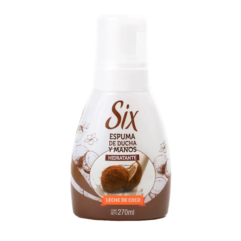 Espuma de Ducha y Manos Leche de Coco Six - Cont. 270 mL