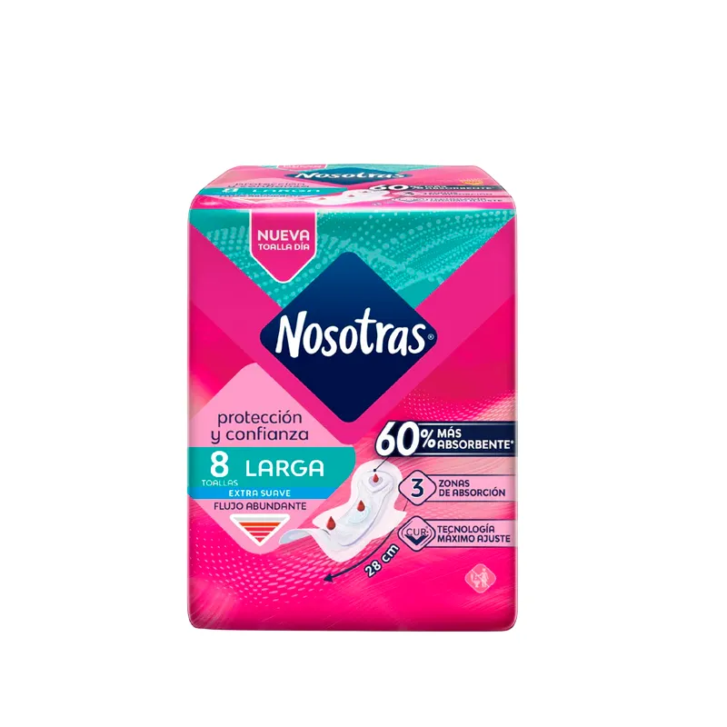 Toallas Femeninas Larga Extra Suave Nosotras - Cont.8 unidades