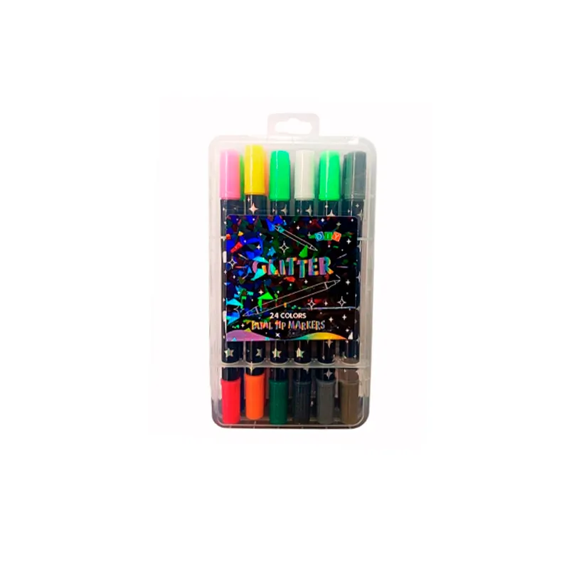Pincel Glitter 2 Puntas 24 Colores Texco