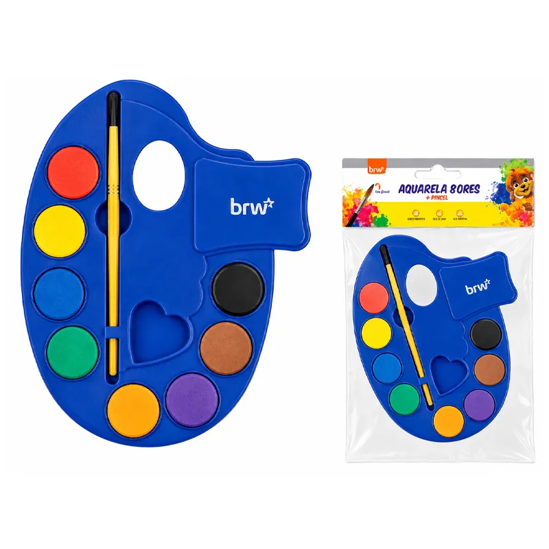 Acuarela en Pastilla 8 Colores +1 Pincel BRM
