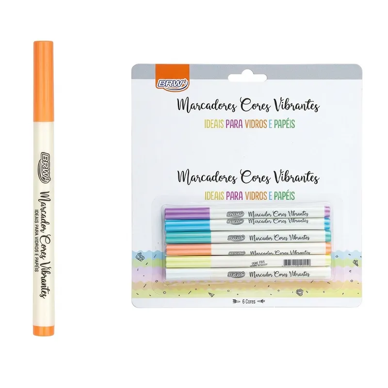 Marcadores Cores Vibrantes 6 Colores BRM