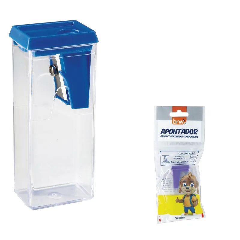 Sacapuntas Plastica Rectangular C/Deposito Blister BRM