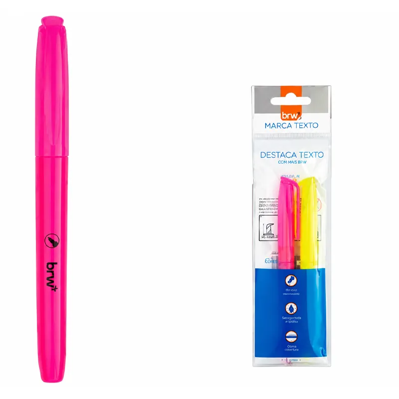 Marca Texto Fluor Amarillo y Rosa 2 Unidades BRM