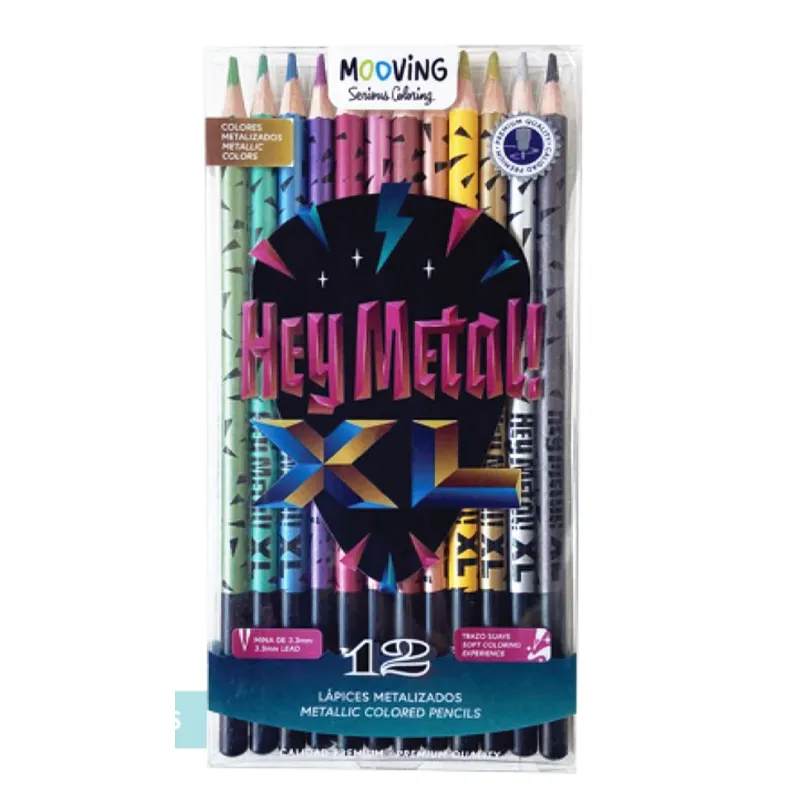 Lapices Metalizados de 12 Colores Punta 3,3 Premiun Mooving