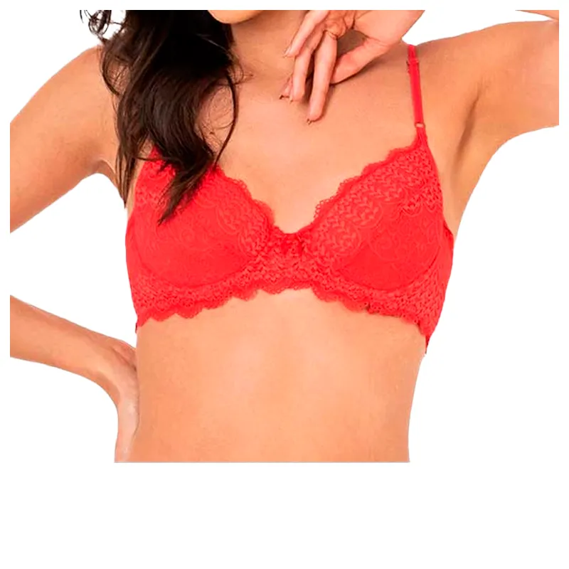 Corpiño de Encaje con Arco Rojo M Kalua