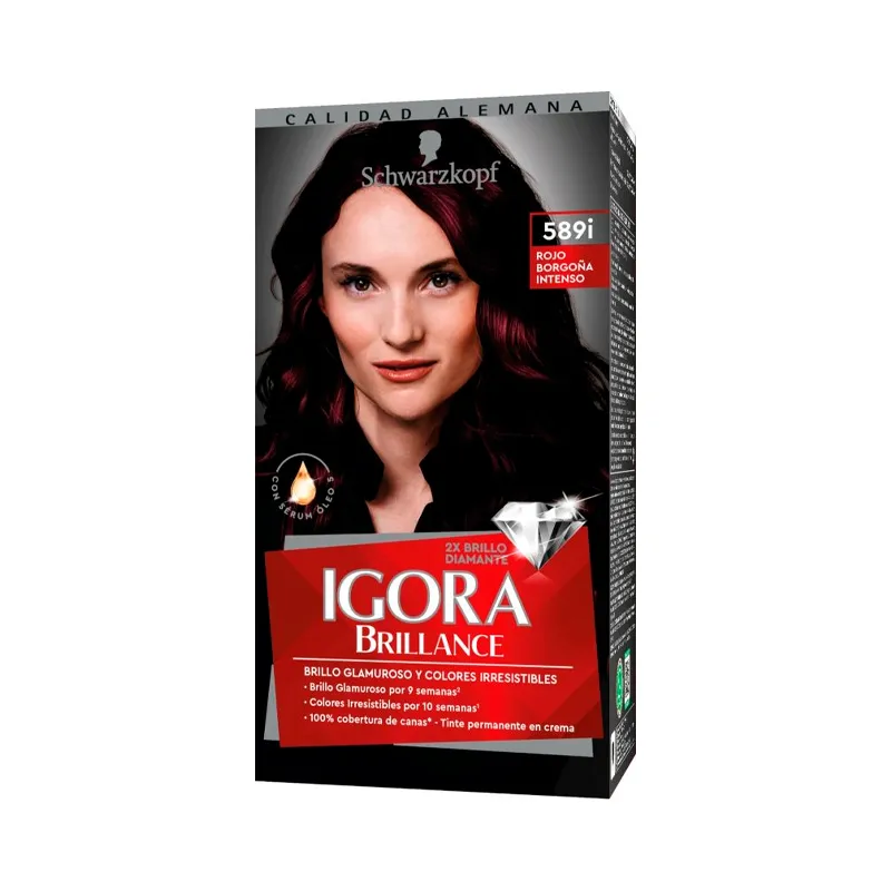 Kit Crema Coloracion Brillance 589I Rojo Borgoña Intenso Igora