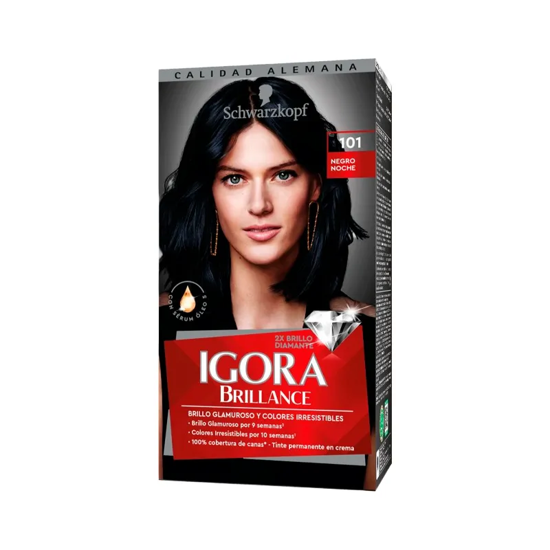 Kit Crema Coloracion Brillance 101 Negro Noche Igora