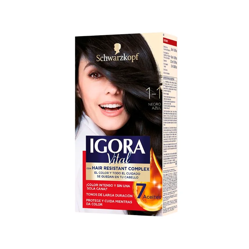 Kit Crema Coloración Vital 1-1 Negro Azul Igora