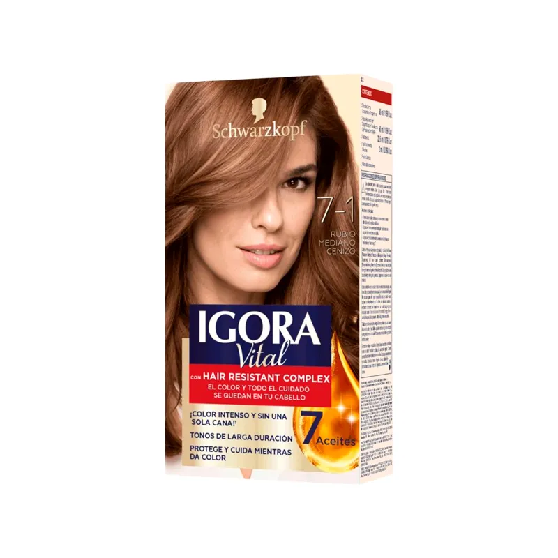 Kit Crema Coloracion Vital 7-1 Rubio Mediano Cenizo Igora