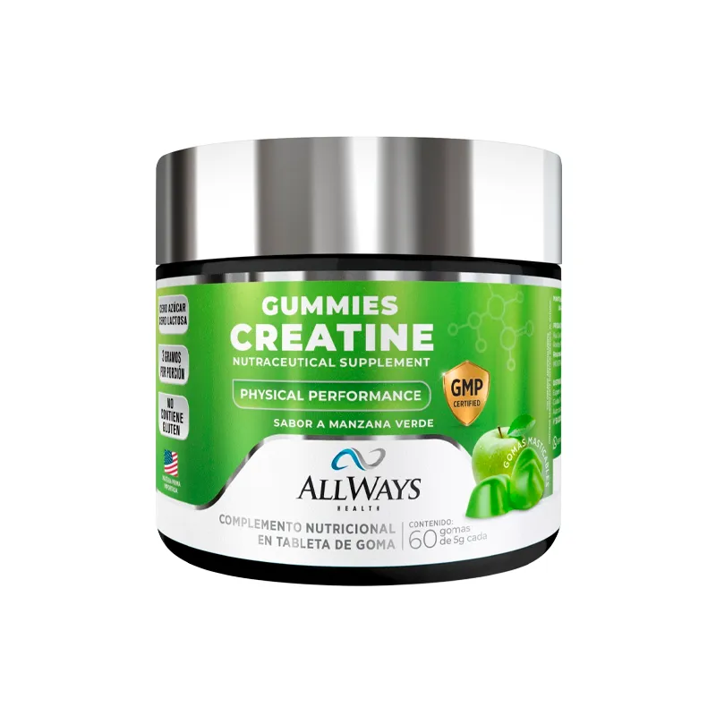 suplemento creatina gummies manzana verde allways - cont.60 unidades
