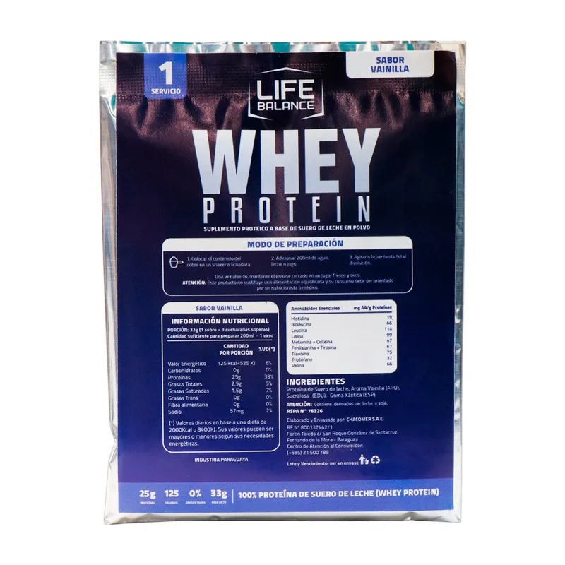 Whey Protein Sabor Vainilla Life Balance - Cont. 33 gr