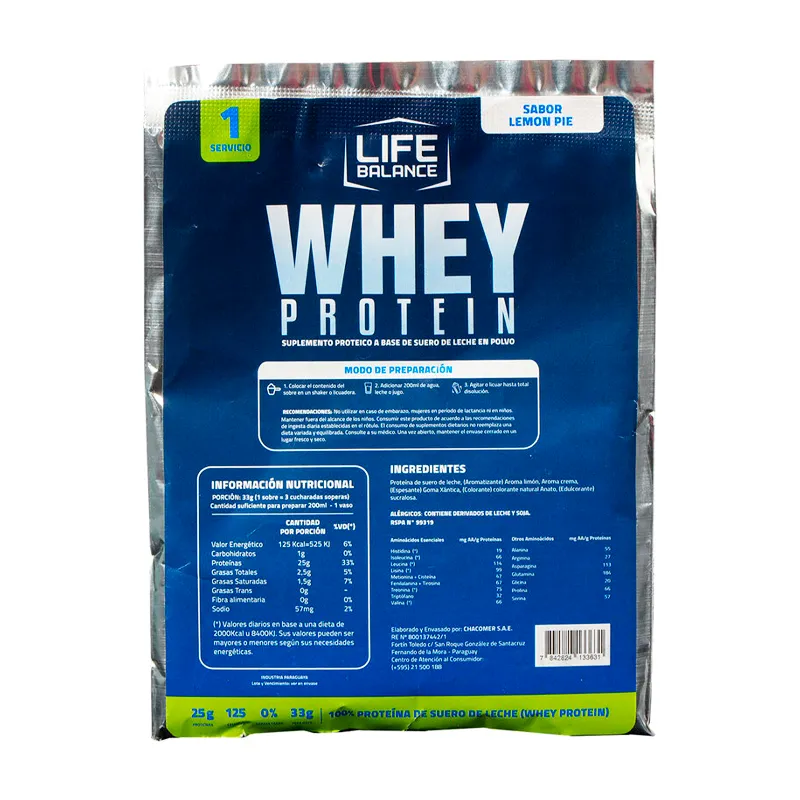 Whey Protein Sabor Limon Pie Life Balance - Cont. 33 gr