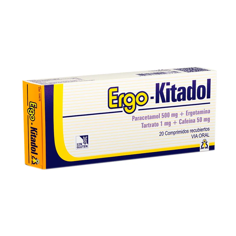 Ergo Kitadol Paracetamol 500 mg - Cont. 20 Comprimidos Recubiertos