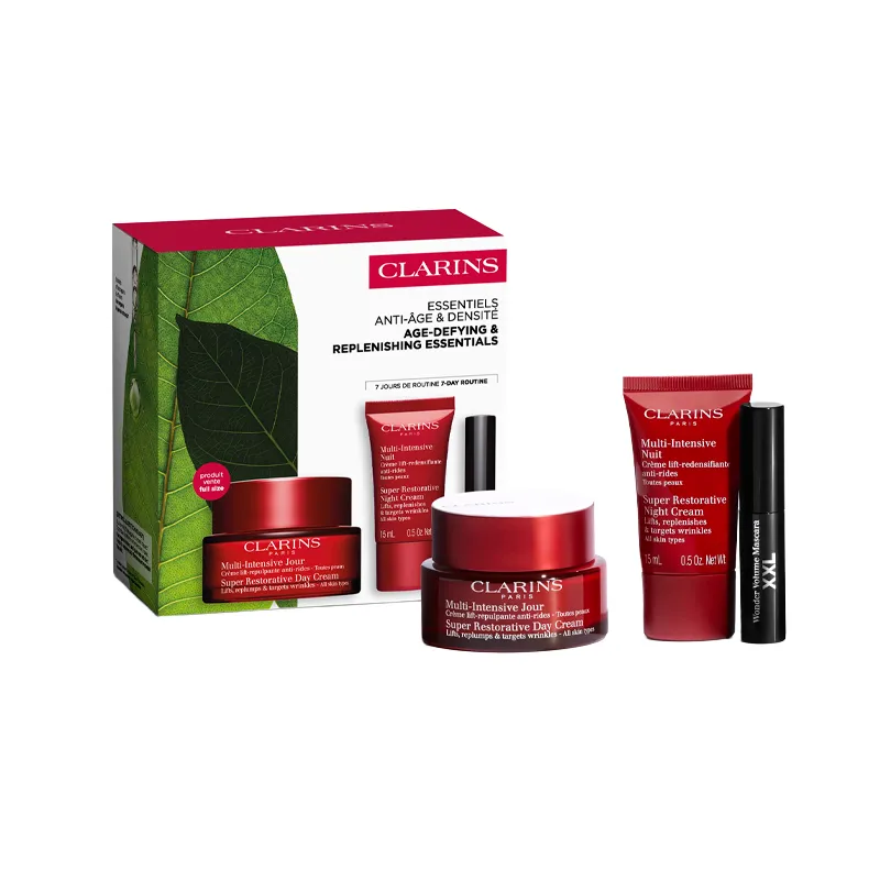 Set Crema Facial de Dia 50 mL + Crema facial de Noche 15 mL + Máscara de Pestañas 15 mL Clarins