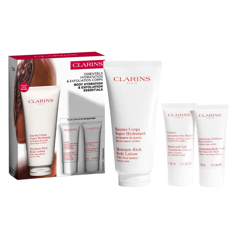 Set Locion Corporal 200 mL + Crema para Manos 30 mL + Exfoliante Corporal 30 mL Clarins