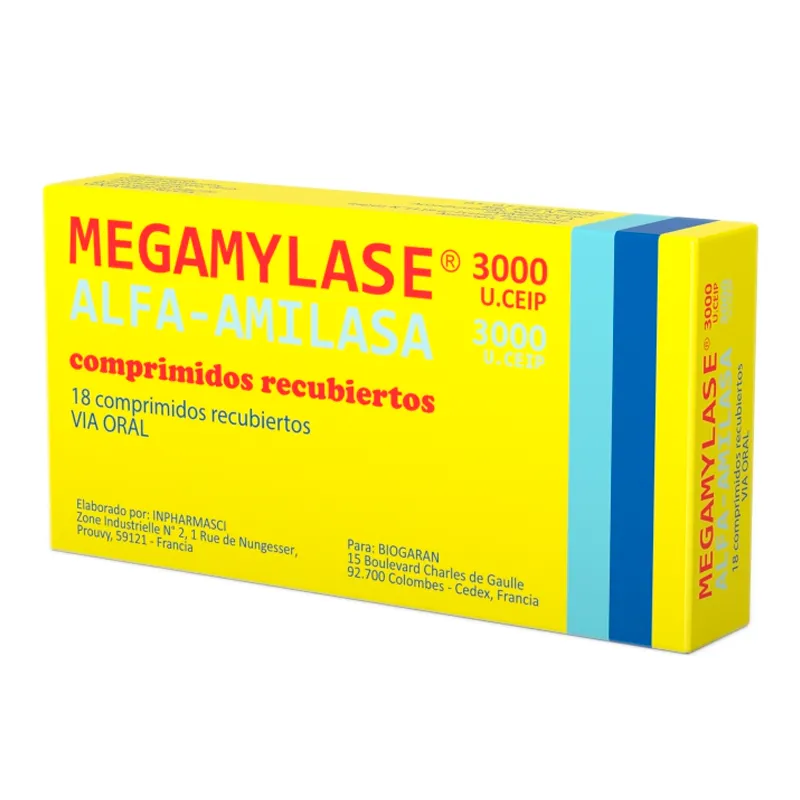 Megamylase Alfa Amilasa 3000 U.CEIP - Cont. 18 Comprimidos