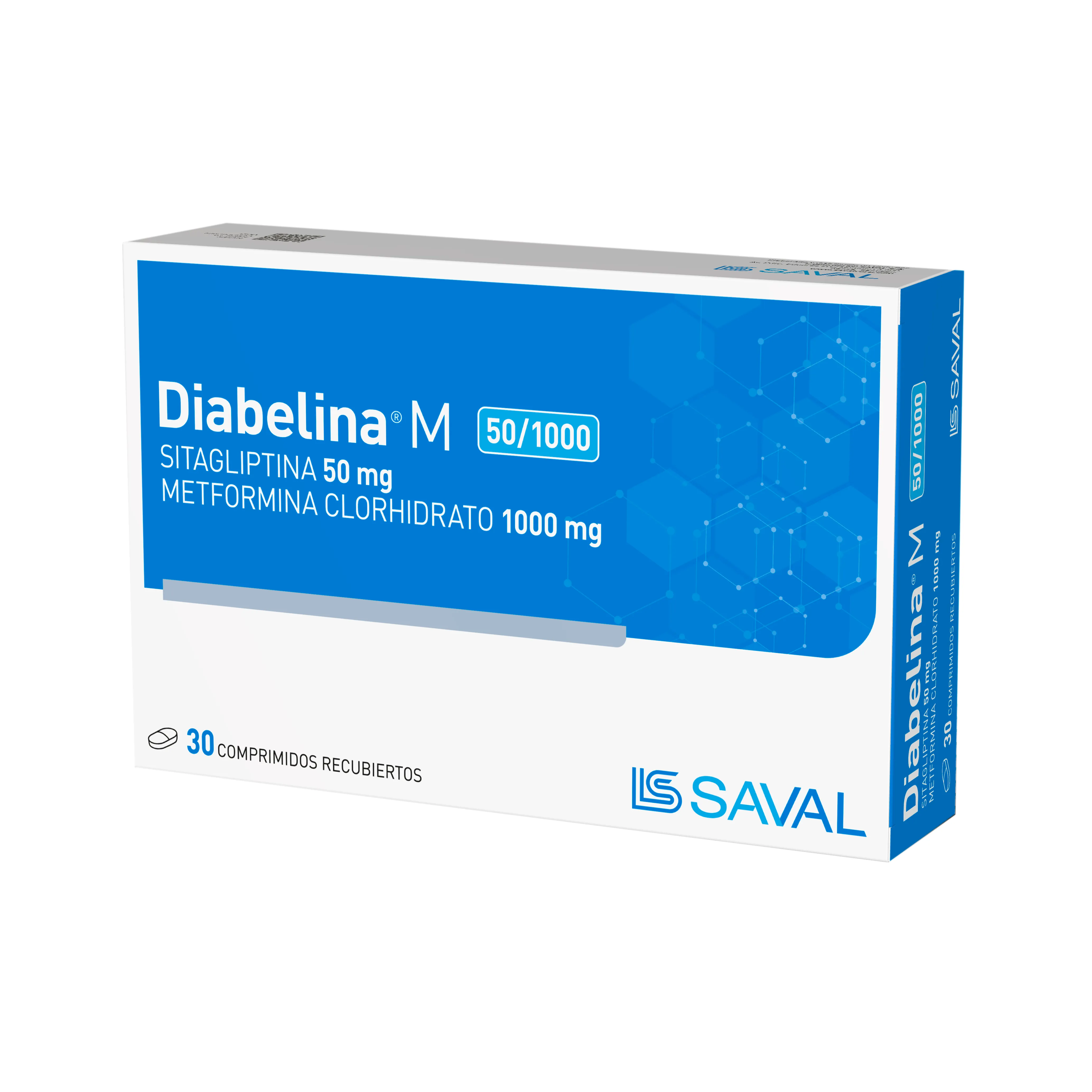 Diabelina M Sitagliptina 50 mg Metformina 1000 mg - Cont. 30 Comprimidos