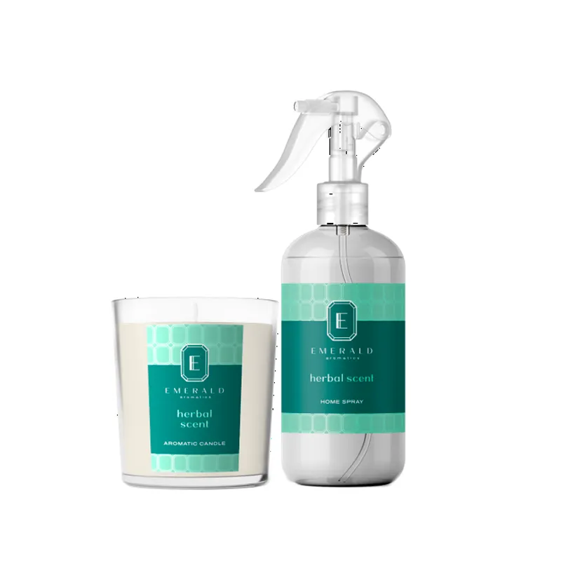 pack vela + home spray herbal scent emerald