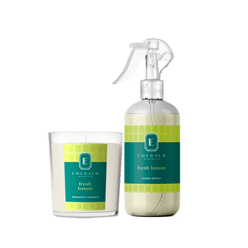 pack vela + home spray fresh lemon emerald