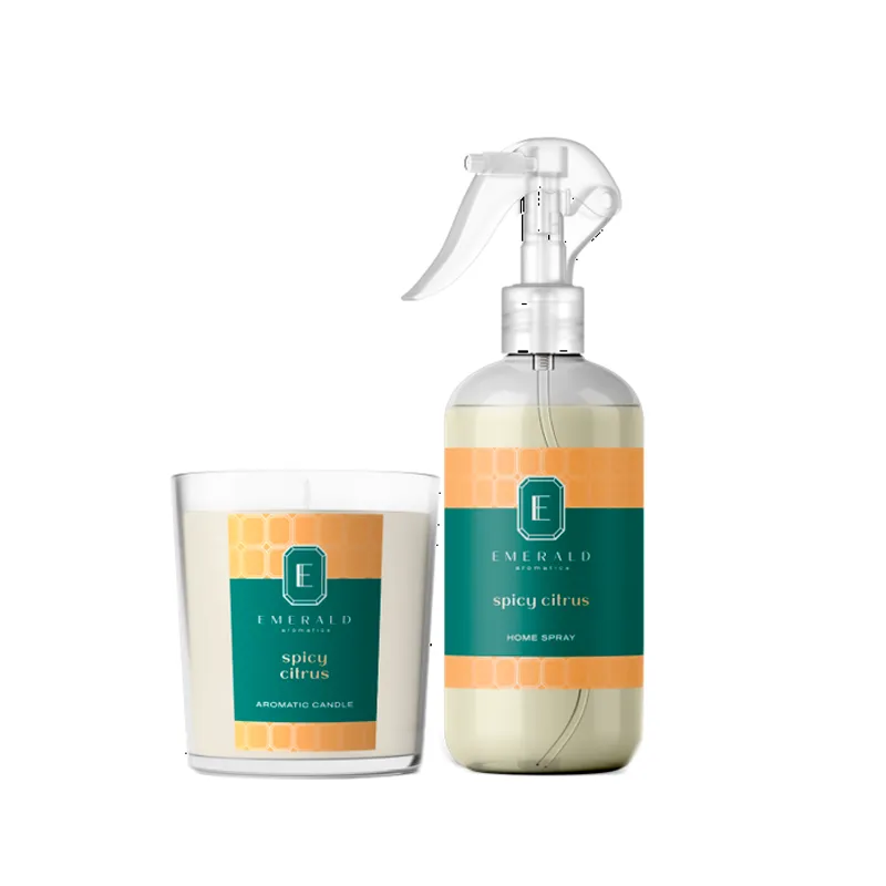 pack vela + home spray spicy citrus emerald