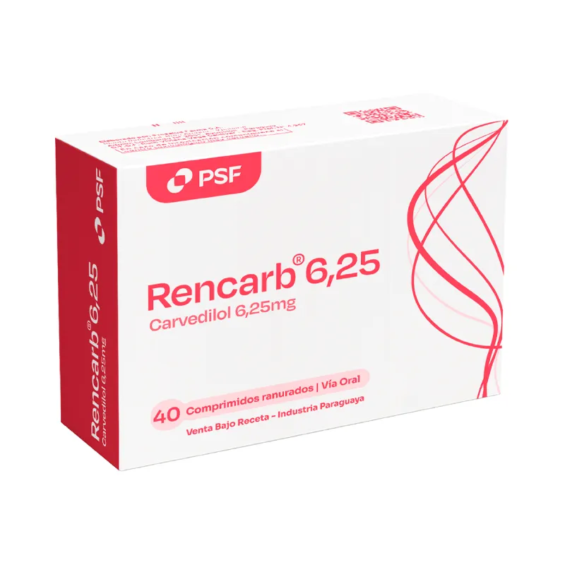Rencarb Carvedilol 6,25 mg - Cont. 40 Comprimidos Recubiertos