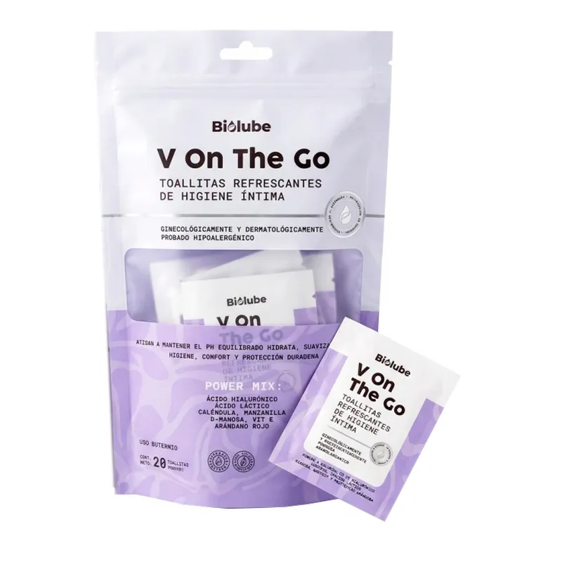 Toallitas Humedas Intimas Biolube V On The Go - Cont. 20 Unidades