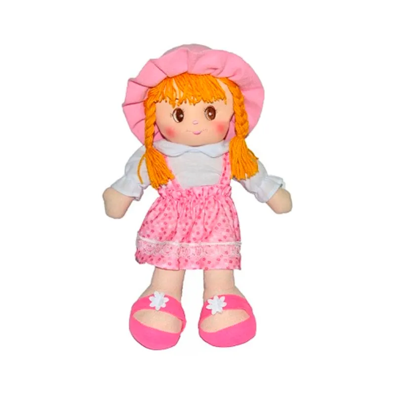 Muñeca de Trapo Con Vestido Floreado Colores Varios Texco