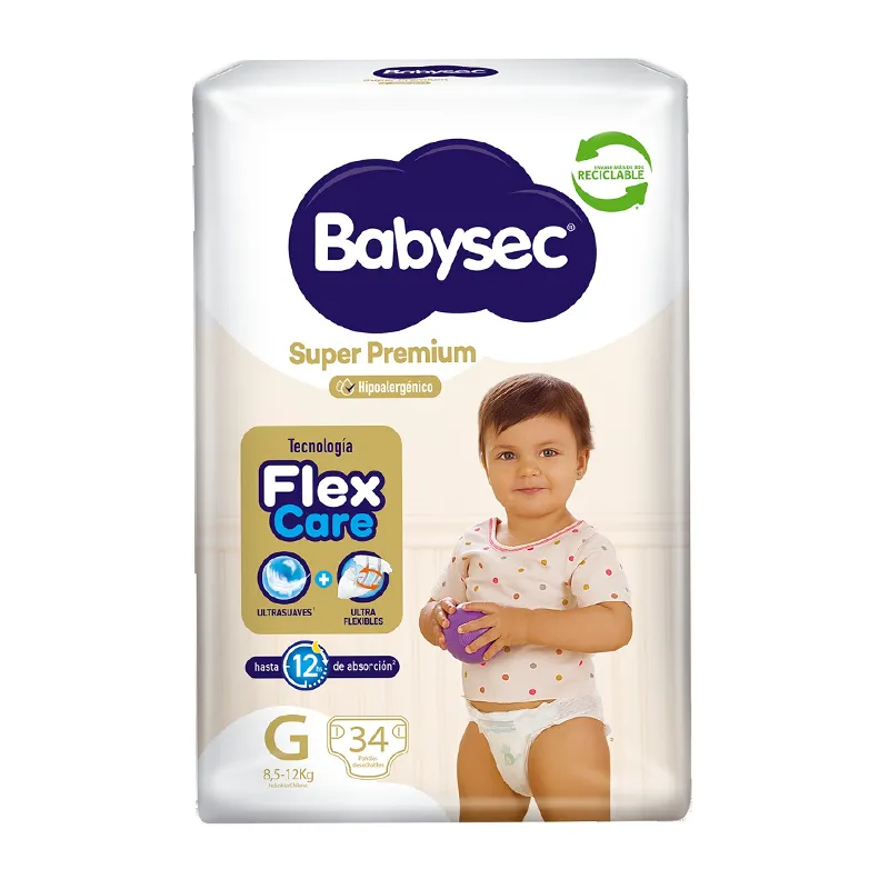 Pañales Super Premium G Babysec - Cont. 34 Unidades