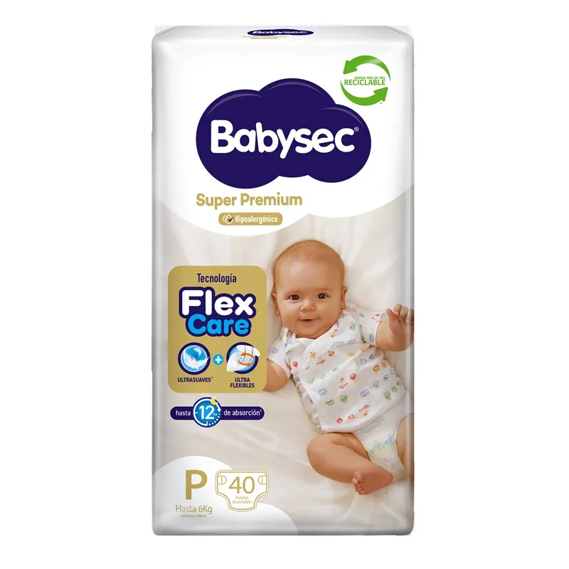 Pañales Super Premium P Babysec - Cont. 40 Unidades