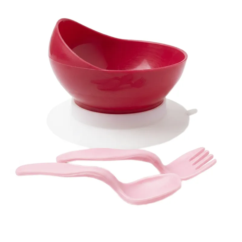 Tazon con Sopara + Cubiertos Rosados Babelito