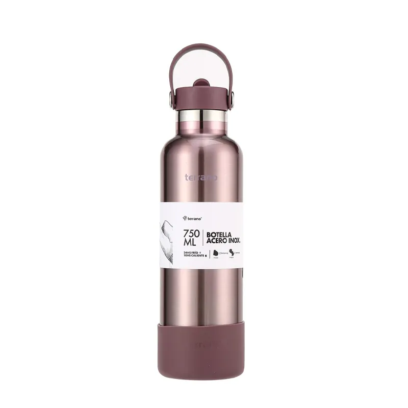 botella termica 750 ml pico + bota lila metal terrano