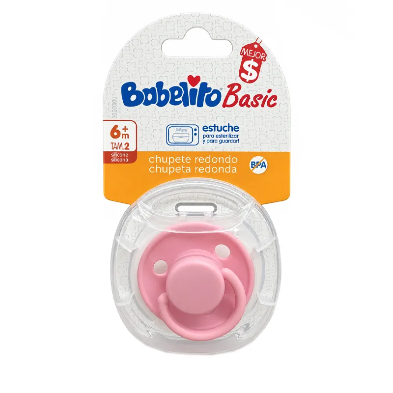 chupete redondo silicona t2 rosado babelito - 1 unidad