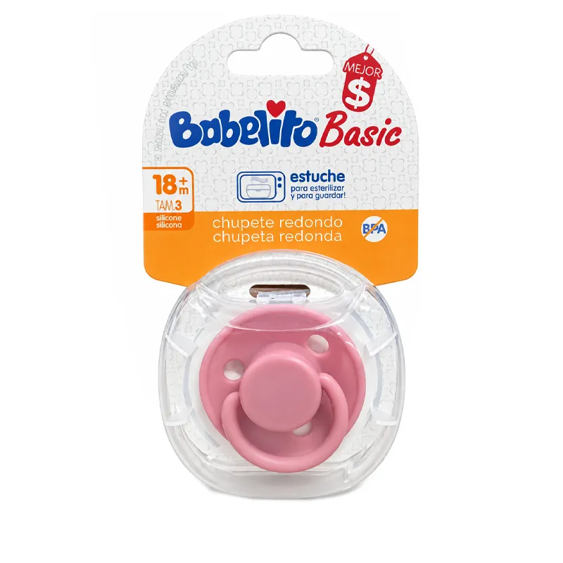 Chupete Redondo Silicona T3 Rosado Babelito - 1 Unidad